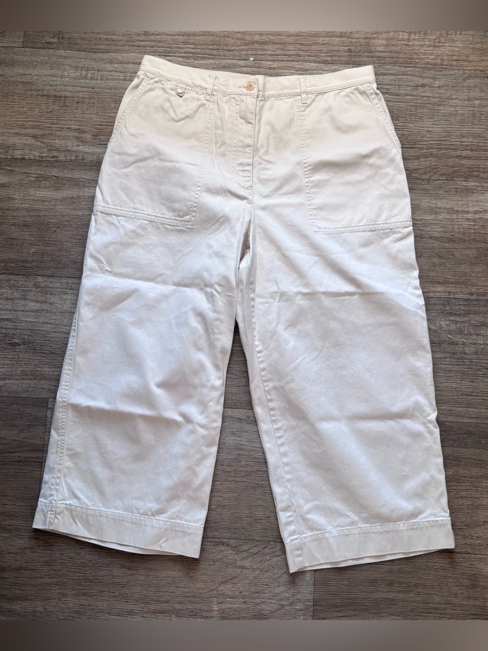 Lauren Ralph Lauren Off White Cotton Wide Leg Cropped Utility Pants Culottes 12